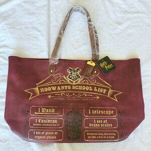 Harry Potter "Hogwarts School List" Burgundy Tote Bag Travel